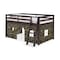 Alaterre Furniture Roxy Twin Wood Junior Loft Bed with Espresso with Green Camo Bottom Tent AJRX10P0ATCGN - alternate 1